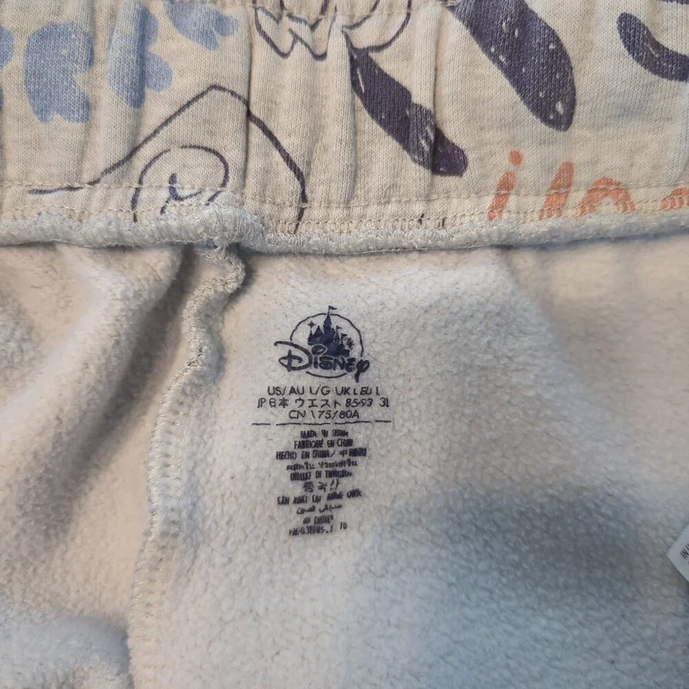 Disney Critter Lounge elastic waist sweat pants wide leg Grey Multi-Color Size L